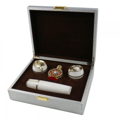 Elegant Rectamgle Gray PU Wooden Gift box/Cosmetic Box Wholesale