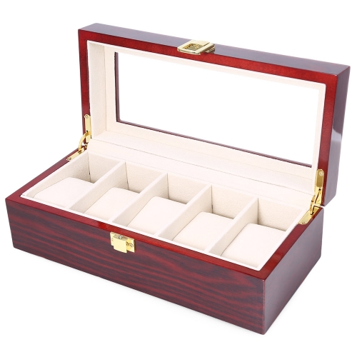 SAWTRU Luxury High-end  Painting Wooden Watch Box 5  Grids with Window