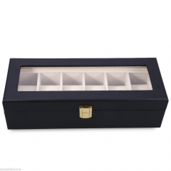 6 Slots Elegant High-end  Matt Finish Wooden Watch Box  with Glass Lid