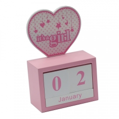 SAWTRU Girlish Pink Matt Finish Wooden Calendar for kids/Girls