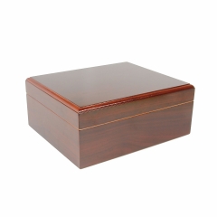 Elegant Rectangle Brown Painting Wooden Cigar Humidor with Ambedded Magnetic Lid
