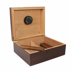 Elegant Rectangle Brown Painting Wooden Cigar Humidor with Ambedded Magnetic Lid
