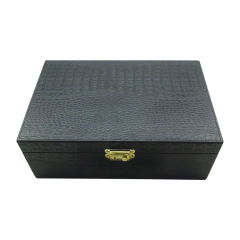 Manufacturer Luxury Faux Snakeskin Leather Wooden Cosmetic Box/Perfume packaging with EVA Inner