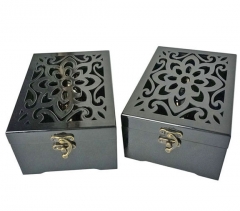 SAWTRU luxury Laser Engrave Cutting Hollow Glossy Finish Wooden Perfume Box Manufacturer for Arab