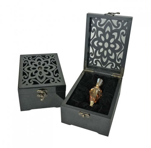 SAWTRU luxury Laser Engrave Cutting Hollow Glossy Finish Wooden Perfume Box Manufacturer for Arab