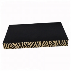 Rectangle Golden Tiger PU Wooden Seving Tray with Metal Handle