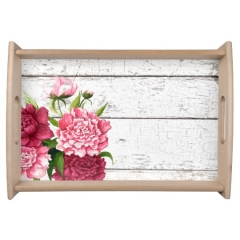 Cottage Chic Vintage Peonies Serving Tray