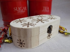 Wooden Snowflake Engraved Christmas Novelty Display Trinket Box