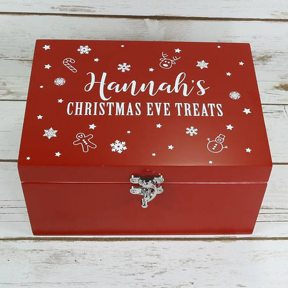 Christmas Eve Box Red Wooden Personalised Christmas Eve Box With FREE GIFT CEB7 