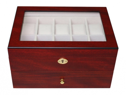 Luxury wooden watch box matt cherry for 20 watches display case