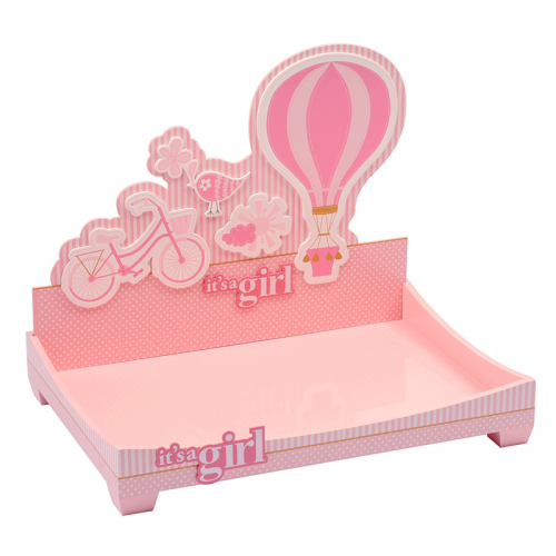 Painting Baby Wooden Serving Blue/Pink Tray With Cartoon Pattern Wholesale